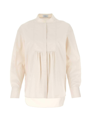 Salvatore Ferragamo Pleated Band Collar Blouse