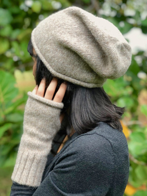 Beige Essential Knit Alpaca Beanie