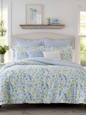 Laura Ashley Nora Comforter & Sham Set Blue