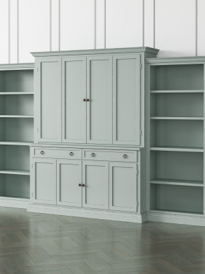 Cameo Blue Grey 4-piece Entertainment Center With Open Bookcases