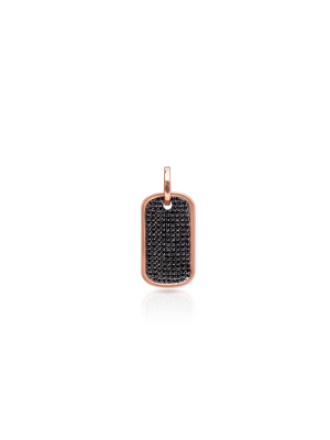 14kt Rose Gold Black Diamond Nicolai Dog Tag Charm