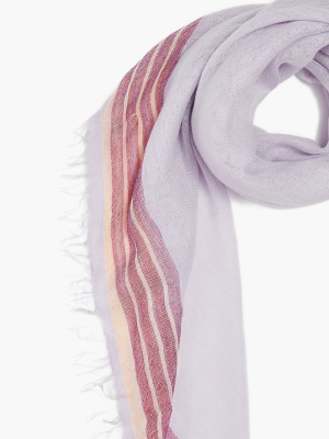 Orchid Hush Stripe Petite Cashmere And Silk Scarf