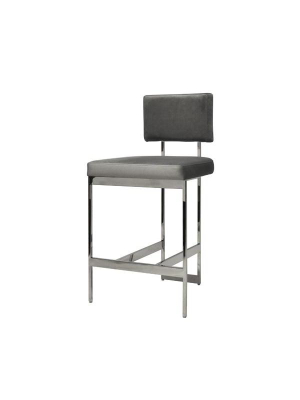 Baylor Counter Stool Nickel And Grey Velvet