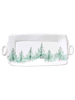 Vietri Lastra Holiday Rectangular Handled Platter