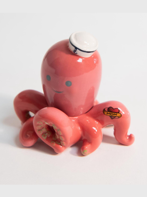 Pink Captain Octopus Ceramic Salt & Pepper Shaker