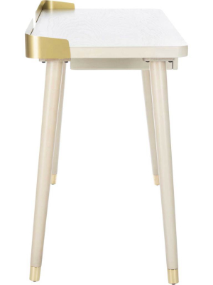 Paula 1 Drawer Desk White Washed/gold