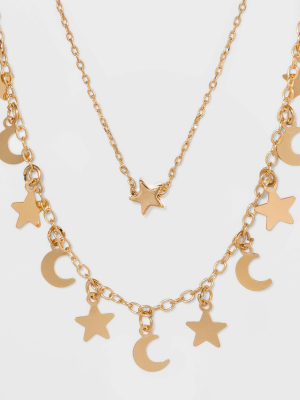 Star And Moon Necklace Set - Wild Fable™ Gold