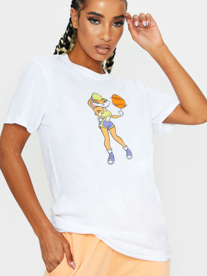 White Looney Tunes Lola Bunny Printed T Shirt