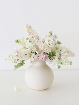 Afloral Creamy White Round Ceramic Vase - 8"