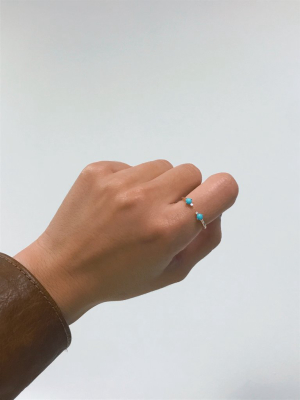 Turquoise + Round Diamond Ring
