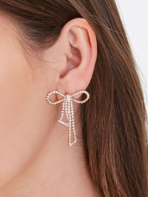 Rhinestone Bow Stud Earrings