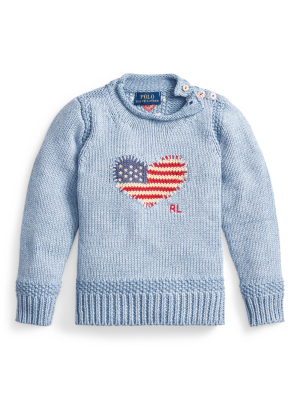 Flag-heart Cotton Sweater