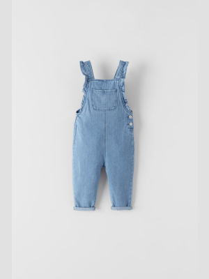 Ruffled Denim Overalls