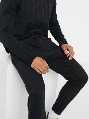 Bershka Denim Jogger In Black