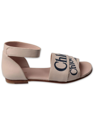 Chloé Kids Logo Printed Strapped Sandals