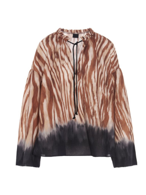 Pinko Zebra Print High-neck Blouse