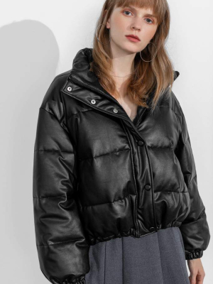 Shiny Black Puffer Jacket