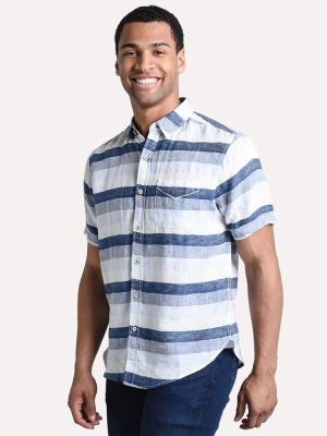 True Grit Men's Stacked Striped Short Sleeve Button-up Shirt