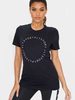 Prettylittlething Black Circle Oversized Gym T...