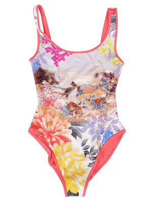 Etro Floral Tiger Print Swimsuit