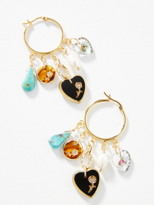 Ayana Designs Heart Charm Hoop Earrings