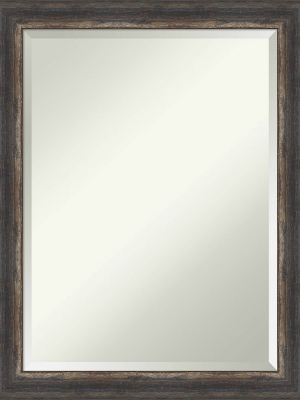 22" X 28" Bark Rustic Framed Bathroom Vanity Wall Mirror Charcoal - Amanti Art