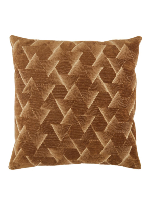 Jaipur Living Jacques Geometric Brown/ Silver Poly Throw Pillow 22 Inch