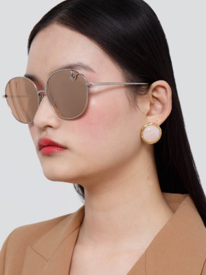 Hannah Cat Eye Sunglasses In Rose Gold And Platinum Lenses