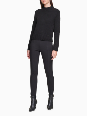 Solid Mock Neck Ribbed Cropped Sweater