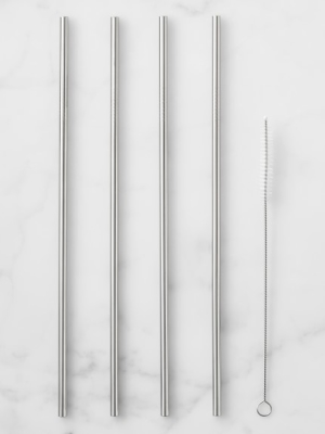 Williams Sonoma Stainless Steel Straws With Cleaning Brush