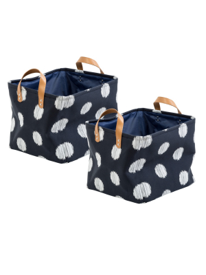 Honey-can-do Set Of 2 Cube Storage Bin Navy