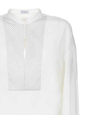 Brunello Cucinelli Embellished Bib Shirt