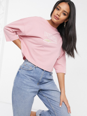 Puma Downtown Oversized T-shirt In Pink