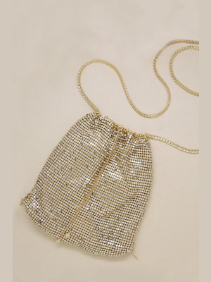 Gold Shimmer Pouch With Gold Shoulder Chain