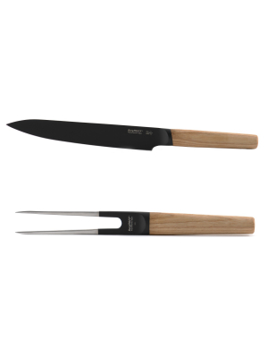 Berghoff Ron 2pc Carving Set, 7.5" Carving Knife & 6.5" Carving Fork, Natural