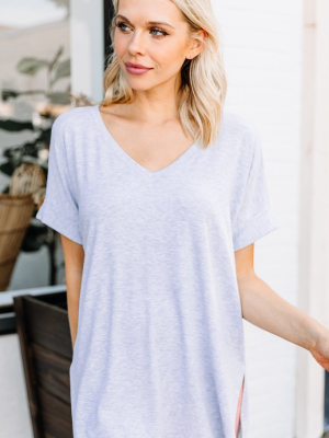 Make Your Life Easy Heather Gray V-neck Top