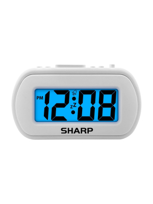 1" Lcd With Top Control Clock White - Sharp