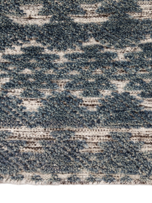 Prentice Hand-knotted Geometric Blue & Ivory Area Rug