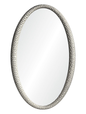 Jamie Drake Carved Oval Mirror Silver Leaf