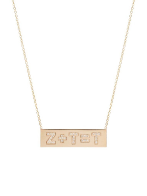 14k Pave Initial Equation Id Necklace