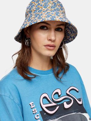 Blue Floral Print Bucket Hat