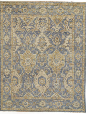 Feizy Carrington Traditional Oushak Geometric Floral Rug - Warm Blue & Gold - Available In 8 Sizes