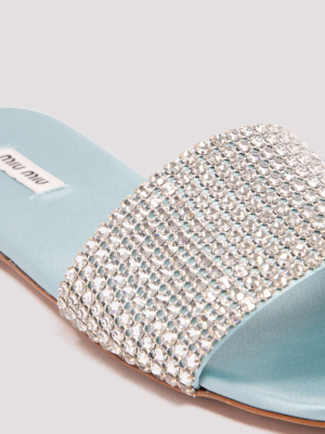 Miu Miu Crystal Embellished Slides