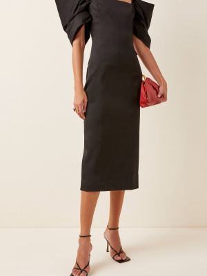 Off-the-shoulder Stretch-wool Sheath Dress