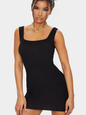 Black Square Neck Bodycon Dress