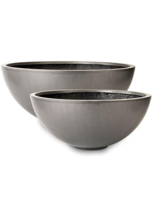 Bowl Planters In Faux Lead Finish