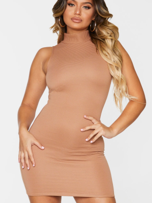 Chocolate Bandage Rib High Neck Sleeveless...