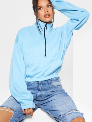 Bright Blue Oversized Zip Front Sweater
