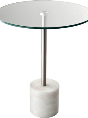 Blane End Table Brushed Steel/white