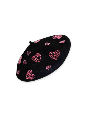 Pink Hearts Beret